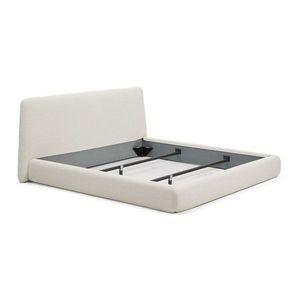 Béžová čalúnená dvojlôžková posteľ bez roštu 180x200 cm Martina – Kave Home vyobraziť