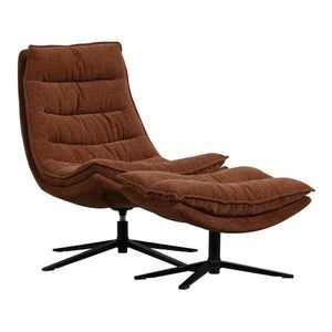 Hnedé otočné ženilkové kreslo s podnožkou Kube – WOOOD vyobraziť