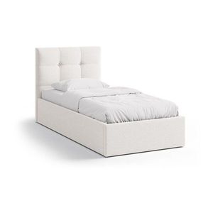 Krémová čalúnená jednolôžková posteľ s úložným priestorom s roštom 90x200 cm Phaedra – Micadoni vyobraziť