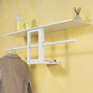 Biely oceľový nástenný vešiak s poličkou 100 cm Luno Small – Spinder Design vyobraziť