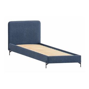 Tmavomodrá čalúnená jednolôžková posteľ s roštom 90x200 cm Barker – Ropez vyobraziť