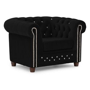Čierne zamatové kreslo chesterfield York Blik – Ropez vyobraziť