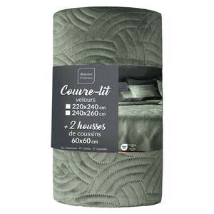 Zelená zamatová súprava prikrývky a obliečky na vankúš 220x240 cm Solange – douceur d'intérieur vyobraziť