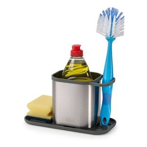 Kovový stojan na umývacie prostriedky v lesklej striebornej farbe Duo Steel – Joseph Joseph vyobraziť