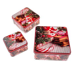 Kovové dózy v súprave 3 ks na zákusky Christmas – Dakls vyobraziť