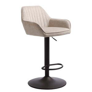 Béžová čalúnená barová stolička s nastaviteľnou výškou/s podrúčkami (výška sedadla 65 cm) Nolan – Unique Furniture vyobraziť