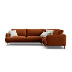 Zamatová rohová pohovka v terakotovej farbe (pravý roh/do L) Naomi – Micadoni vyobraziť