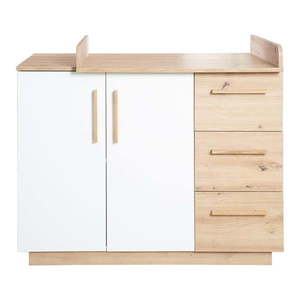 Biela/v prírodnej farbe detská komoda v dekore duba s prebaľovacím pultom 118x103x79 cm Lion – Roba vyobraziť