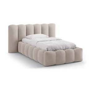 Svetlohnedá čalúnená jednolôžková posteľ s úložným priestorom s roštom 90x200 cm Lupine – Micadoni vyobraziť