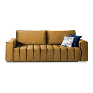 Žltá zamatová rozkladacia/s úložným priestorom pohovka 247 cm Lazaro – ELTAP vyobraziť