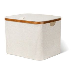 Krémový látkový úložný box s vekom 40, 5x33x30 cm Bamboo/Linen – Bigso vyobraziť