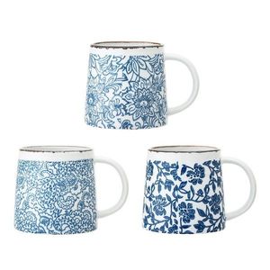 Biele/modré kameninové hrnčeky v súprave 3 ks Molly – Bloomingville vyobraziť