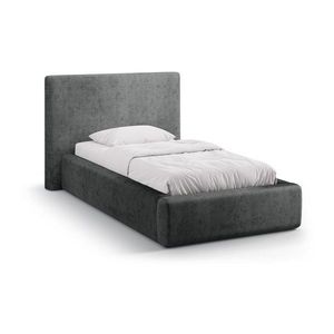 Tmavosivá čalúnená jednolôžková posteľ s úložným priestorom s roštom 90x200 cm Amy – Micadoni vyobraziť