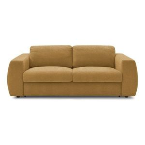 Ženilková pohovka na každodenné spanie/rozkladacia v horčicovej farbe 240 cm Hugo – Bobochic Paris vyobraziť