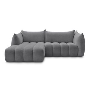 Sivá rohová pohovka z textílie buklé (ľavý roh/s leňoškou) Azra – Bobochic Paris vyobraziť