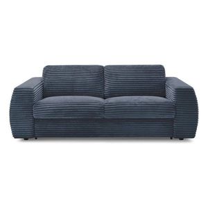 Tmavomodrá menčestrová pohovka na každodenné spanie/rozkladacia 240 cm Hugo – Bobochic Paris vyobraziť