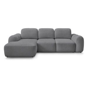 Sivá rozkladacia/s úložným priestorom rohová pohovka z textílie buklé (ľavý roh/s leňoškou) Montaigne – Bobochic Paris vyobraziť