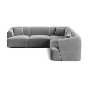 Svetlosivá zamatová rohová pohovka Campi – Cosmopolitan Design vyobraziť