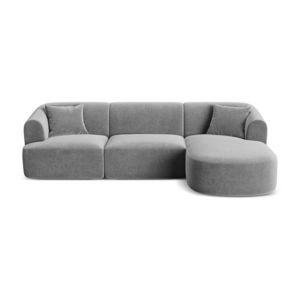 Svetlosivá zamatová rohová pohovka (pravý roh/s leňoškou) Campi – Cosmopolitan Design vyobraziť