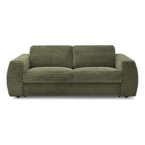 Zelená menčestrová pohovka na každodenné spanie/rozkladacia 240 cm Hugo – Bobochic Paris vyobraziť