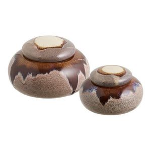 Hnedé dekoratívne keramické úložné boxy v súprave 2 ks ø 15x8, 5 cm – House Nordic vyobraziť