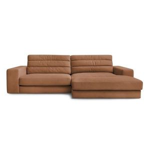 Oranžová zamatová rohová pohovka (pravý roh/s leňoškou) Sierra – Bobochic Paris vyobraziť