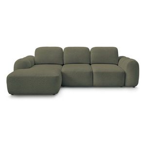Zelená rozkladacia/s úložným priestorom rohová pohovka z textílie buklé (ľavý roh/s leňoškou) Montaigne – Bobochic Paris vyobraziť