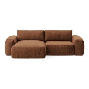 Ženilková rozkladacia rohová pohovka v terakotovej farbe (ľavý roh/s leňoškou) Kuki – Makamii vyobraziť