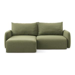 Zelená zamatová rozkladacia/s úložným priestorom rohová pohovka (ľavý roh/s leňoškou) Kalena – Makamii vyobraziť