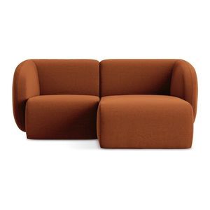 Zamatová rohová pohovka v terakotovej farbe (pravý roh/s leňoškou) Lani – Makamii vyobraziť