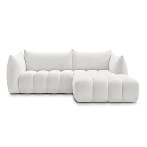 Biela rohová pohovka z textílie buklé (pravý roh/s leňoškou) Azra – Bobochic Paris vyobraziť