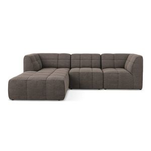 Hnedá rohová pohovka z textílie buklé (ľavý roh/s leňoškou) Aloha – Makamii vyobraziť