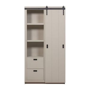 Sivobéžová skrinka z borovicového dreva s posuvnými dverami 122x230x37 cm Slide – vtwonen vyobraziť