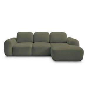 Zelená rozkladacia/s úložným priestorom rohová pohovka z textílie buklé (pravý roh/s leňoškou) Montaigne – Bobochic Paris vyobraziť