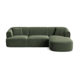 Zelená zamatová rohová pohovka (pravý roh/s leňoškou) Campi – Cosmopolitan Design vyobraziť