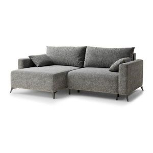 Sivá ženilková rozkladacia/s úložným priestorom rohová pohovka (ľavý roh/s leňoškou) Leon – Maison de Rêve vyobraziť