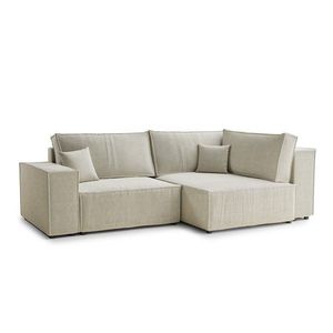 Krémovobiela ženilková rozkladacia/s úložným priestorom rohová pohovka (pravý roh/do L) Tonga – Maison de Rêve vyobraziť