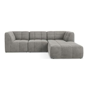 Sivá zamatová rohová pohovka (pravý roh/s leňoškou) Aloha – Makamii vyobraziť