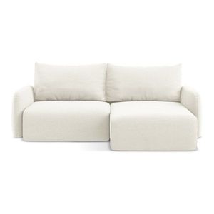 Krémovobiela zamatová rozkladacia/s úložným priestorom rohová pohovka (pravý roh/s leňoškou) Kalena – Makamii vyobraziť