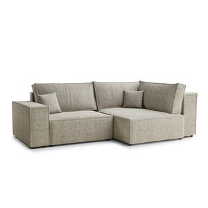 Béžová ženilková rozkladacia/s úložným priestorom rohová pohovka (pravý roh/do L) Tonga – Maison de Rêve vyobraziť