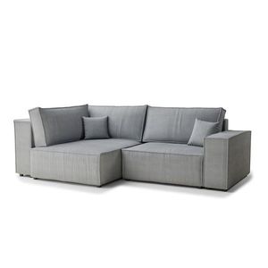 Sivá menčestrová rozkladacia/s úložným priestorom rohová pohovka (ľavý roh/do L) Tonga – Maison de Rêve vyobraziť