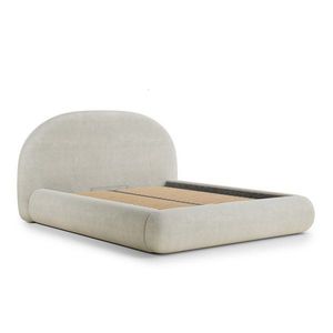 Krémovobiela čalúnená dvojlôžková posteľ s úložným priestorom s roštom 140x200 cm Maumere – Maison de Rêve vyobraziť