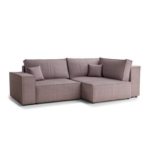 Fialová menčestrová rozkladacia/s úložným priestorom rohová pohovka (pravý roh/do L) Tonga – Maison de Rêve vyobraziť