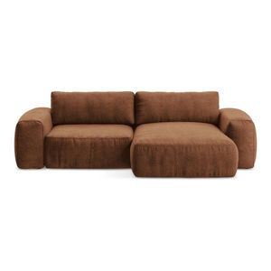 Ženilková rozkladacia rohová pohovka v terakotovej farbe (pravý roh/s leňoškou) Kuki – Makamii vyobraziť