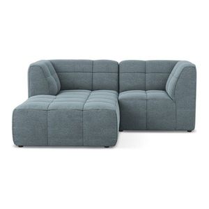 Modrá rohová pohovka z textílie buklé (ľavý roh/s leňoškou) Aloha – Makamii vyobraziť