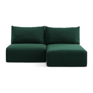 Tmavozelená zamatová rozkladacia/s úložným priestorom rohová pohovka (pravý roh/s leňoškou) Kalena – Makamii vyobraziť