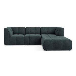 Modrá zamatová rohová pohovka (pravý roh/s leňoškou) Aloha – Makamii vyobraziť