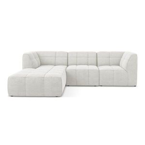 Biela rohová pohovka z textílie buklé (ľavý roh/s leňoškou) Aloha – Makamii vyobraziť