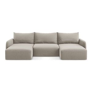 Taupe zamatová rozkladacia/s úložným priestorom rohová pohovka (do tvaru "U") Kalena – Makamii vyobraziť