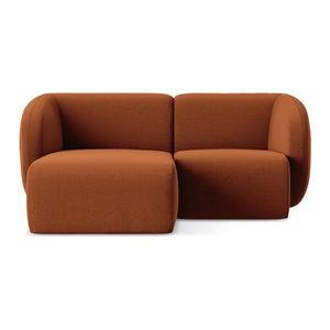 Zamatová rohová pohovka v terakotovej farbe (ľavý roh/s leňoškou) Lani – Makamii vyobraziť